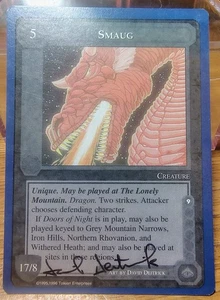  🔥 ARTIST SIGNED MIDDLE EARTH ccg I.C.E. The Wizards SMAUG rare 🔥 - Picture 1 of 2