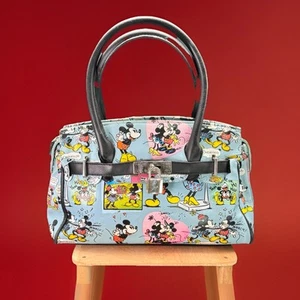 Disney Minnie & Mickey Mouse Lock & Key Satchel Purse Handbag Comic NO KEY - Picture 1 of 24