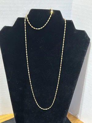 Vintage Set 925 Italy Gold Over Sterling Silver Bar Chain Necklace & Bracelet - Image 1 of 4