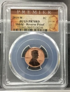 2019-W Lincoln Shield 1c Reverse Proof PR 70 RED PCGS Premier Label - Picture 1 of 6