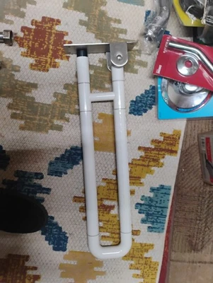 Flip-Up White Toilet Grab Bar 30 In, Stainless Steel - Image 1 of 2