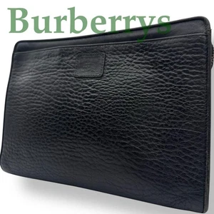 Burberrys Men’s Black Leather Zipper Bag Used Authentic  occur_small - Picture 1 of 10
