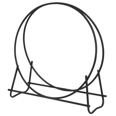 Black Wrought Iron 40 In. H Hoop Style Firewood Rack with Heavy Duty Steel Const - Image 1 of 4