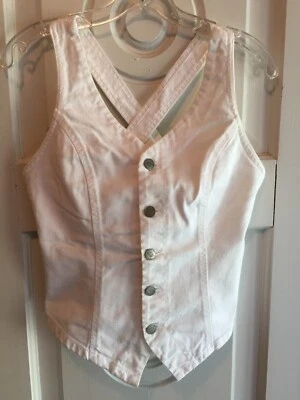Top sin mangas Bongo blanco denim de algodón con correa cruzada talla 9 para mujer Foto 1 de 4