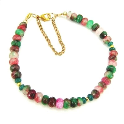 BAILYSBEADS edles Pfirsichblüte Jade & Smaragd Armband Armkettchen neu  - Bild 1 von 2