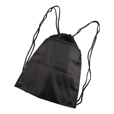 Black Drawstring Gym Bag Large Sports Backpack Outside Zipper for Men & Women - Image 1 of 4