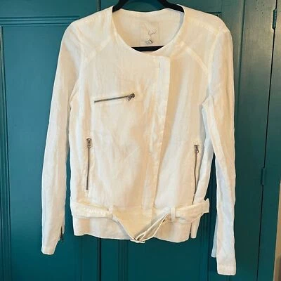 Joie Moto motorcycle white linen jacket coat sz Small - Image 1 of 4