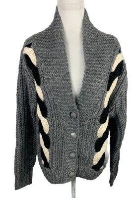 POL 超大电缆开衫全新带标签 S 码 灰色/黑色 — 第 1/4 张图片