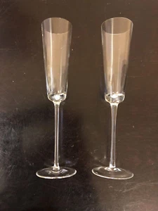Lenox Crystal Pair of Nouveau Fluted Champagne Glasses VERY RARE SET 11" Mint - Picture 1 of 5
