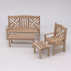 4pc 1:12 Scale Dollhouse Miniature Plain Tables Chairs Outdoor Garden Furniture