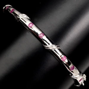 925 Sterling Silver Bangle Round Ruby Bangle Natural Gemstone Jewelry - Picture 1 of 11