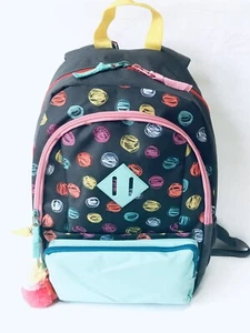 Cat & Jack Backpack Book Bag Padded Laptop Pocket Zipper Pink Pom Pom Charm - Picture 1 of 9