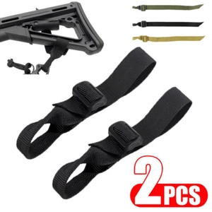2Pcs Buttstock Sling Mount Strap Loop Adapter Webbing Rifle Shotgun Attachment - Picture 1 of 15