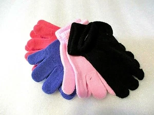 Girls Gloves (  Lot of 4 Pairs )  BLACK  , LIGHT PINK, PURPLE, DARK PINK - Picture 1 of 2
