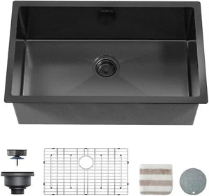 TORVA 32" x 19" Black Ceramic Coating with NanoTek Undermount Kitchen Sink - Picture 1 of 9
