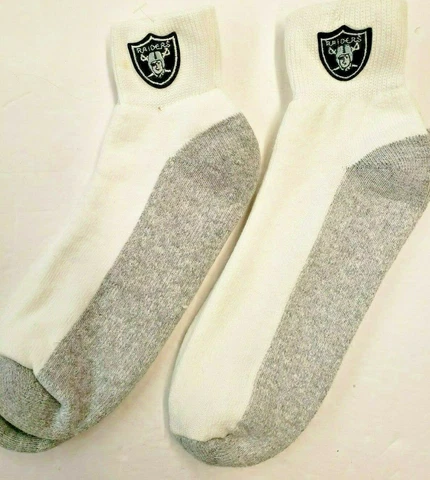 NFL Oakland Raiders Men's Ankle Socks Size 10-13 (2 Pairs) Gray Bottom Cover