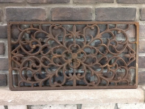 Antique 12" X 23" Cast Iron Door Mat Cover