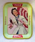 RARE VTG. 1957 COCA COLA " DELICIOUS REFRESHING SODA DRINK TRAY UMBRELLA GIRL