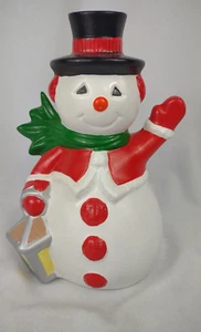 Vintage Keramikform Weihnachten Frostig Schneemann winkende Statue Tischplatte Handarbeit - Bild 1 von 10