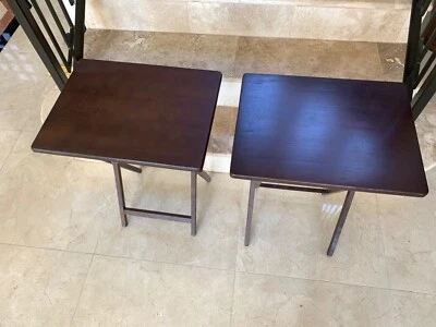 VTG Wood TV Trays Folding Tables Snack End Tables Assembled TV Dinner Tray Serve - Image 1 of 4