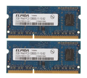 Elpida 2pcs 2GB 1RX8 DDR3 1600 MHz PC3-12800S CL11 SO-DIMM Laptop Memory RAM*^ - Picture 1 of 6