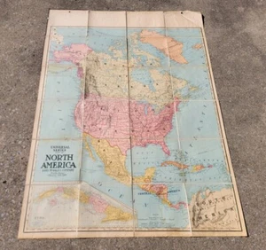 Paño plegable vintage serie universal Rand McNally de América del Norte 54x40 - Imagen 1 de 17