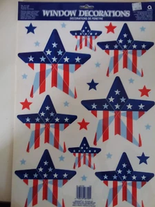 Patriotic 8 Star Shaped Window Decorations Stickers Decals 4th of July - Picture 1 of 6