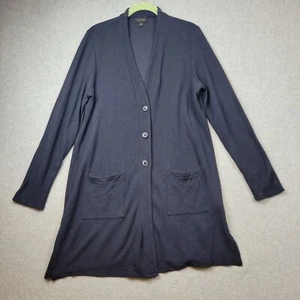 J Jill Womens Cardigan Sweater Size Medium Wearever Collection Navy Langenlook - Picture 1 of 15