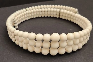 Vintage White Triple Strand Seed Bead Chocker Necklace - Picture 1 of 7