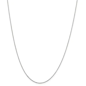 Real 10kt White Gold .6mm Diamond Cut Round Open Link Cable Chain Anklet; 9 inch - Picture 1 of 3