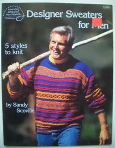 Designer Sweaters for Men knitting pattern sizes 36 38 40 42 44 46 - Picture 1 of 3