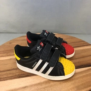 Adidas x Lego Superstar Sneakers Little Kids Size 10K Black Red Yellow Shoes - Picture 1 of 8