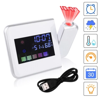 Digital LCD Alarm Wecker Uhr mit Projektion Snooze Datum Temperatur Projektor - Bild 1 von 4