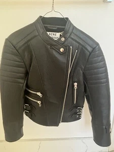 Acne Studios Black Leather Jacket Women’s Size 38 - Picture 1 of 7