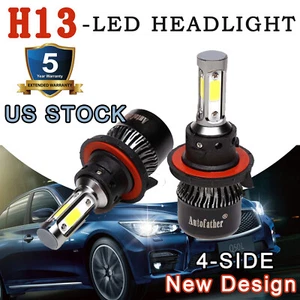 4-Side H13 9008 Hi-Lo Beam LED Headlight Bulbs For 2008-2011 Ford Escape Mustang - Picture 1 of 10