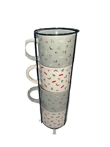 Holiday Time 11oz Christmas Ditsy Print Glazed Stoneware Ceramic Mugs Rd Descrip - Picture 1 of 7