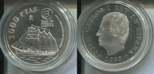 SPANIEN 1998 - 1000 Ptas in Silber, PP - SCHIFFE EXPO Lisboa - Bild 1 von 1