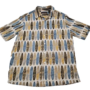 Tori Richard Silk Hawaiian Shirt Surfboard AOP Mens M Beachy Coastal Aloha Tiki - Picture 1 of 12