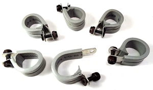 X6 3/4" LOOP CUSHIONED CABLE P Clamp HIGH TEMP SILICONE GRAY MIL SPEC UMPCO .750 - Picture 1 of 13
