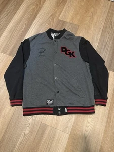 DGK Dirty Ghetto Kids Varsity Bomber Jacket Colorblock Embroidered Men's Red 2XL - Picture 1 of 6