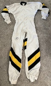 Vintage US Military Flite Suit Company Men’s Skydiving White & Yellow Jumpsuit - Picture 1 of 12