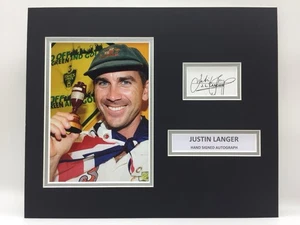 RARE Justin Langer Australia Cricket Signed Photo Display + COA AUTOGRAPH ASHES - Picture 1 of 3