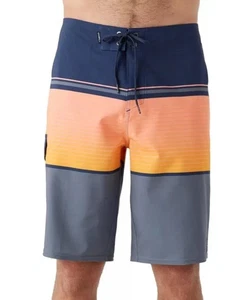 O'Neill Lennox Stripe Boardshorts Mens 30 Blue Orange Gray Stretch Hyperdry NEW - Picture 1 of 11