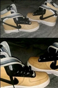 👀😎 Nike Air Force 1 Mid Sp Riccardo Tisci Vanchetta Tan/Black Rare SZ 5.5 👀 - Picture 1 of 9