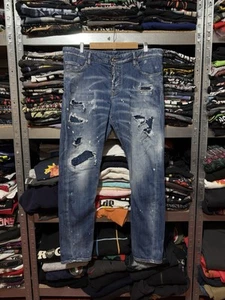 Rare Luxury Dsquared2 Distressed Denim Navy Jeans Size 54 Y2K Hype - Bild 1 von 14