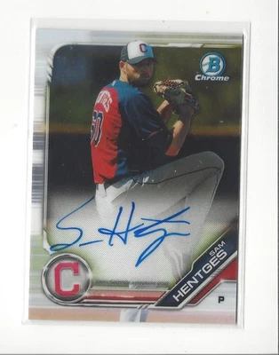 2019 Bowman Chrome Prospect Sam Hentges AUTOGRAPH Indians - Image 1 of 2