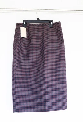 NWT MICHAEL KORS Black Red 100% Virgin Wool Skirt MRSP $725 Plaid Size 8 - Image 1 of 4