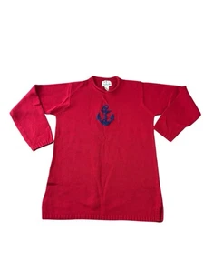 Quacker Factory Red Sweater with Blue Anchor Small - Picture 1 of 6