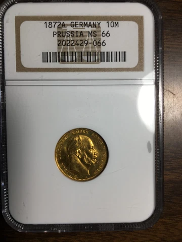 Germany, Prussia 1872A 10 MARK, GOLD, NCG MS66 Cover