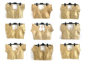 GOLD PATTERN INDIAN WEDDING BLOUSE SARI SAREE CROP TOP PARTY CHOLI 10 12 GIFT - Picture 1 of 22